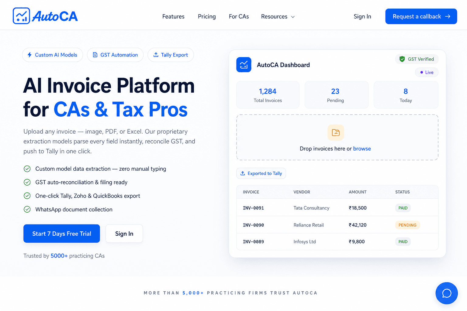 AutoCA — AI Invoice Platform for CAs